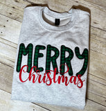 Embroidered Green Checked Merry Christmas
